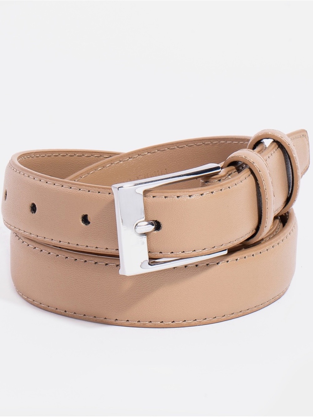 Women’s Tan Leather Belt with Silver Buckle